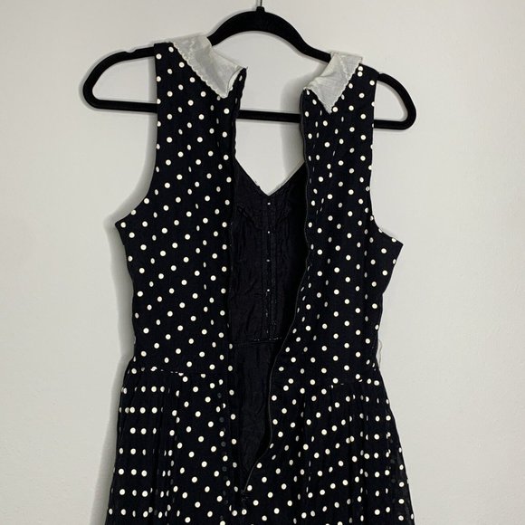 Candi Jones Calif Polka Dot Dress Womans Sz 11 Sleeveless Black & White Vintage - Picture 10 of 10